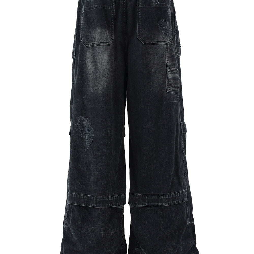 
                      
                        Distressed Denim Puckered Pants Black
                      
                    