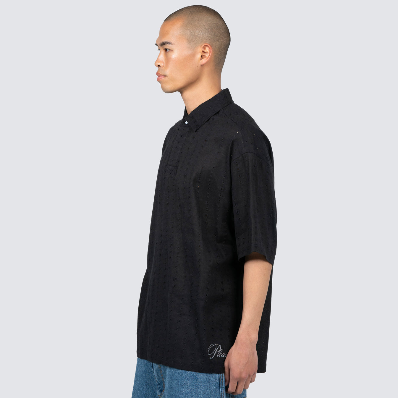 Clarity Woven Polo Black