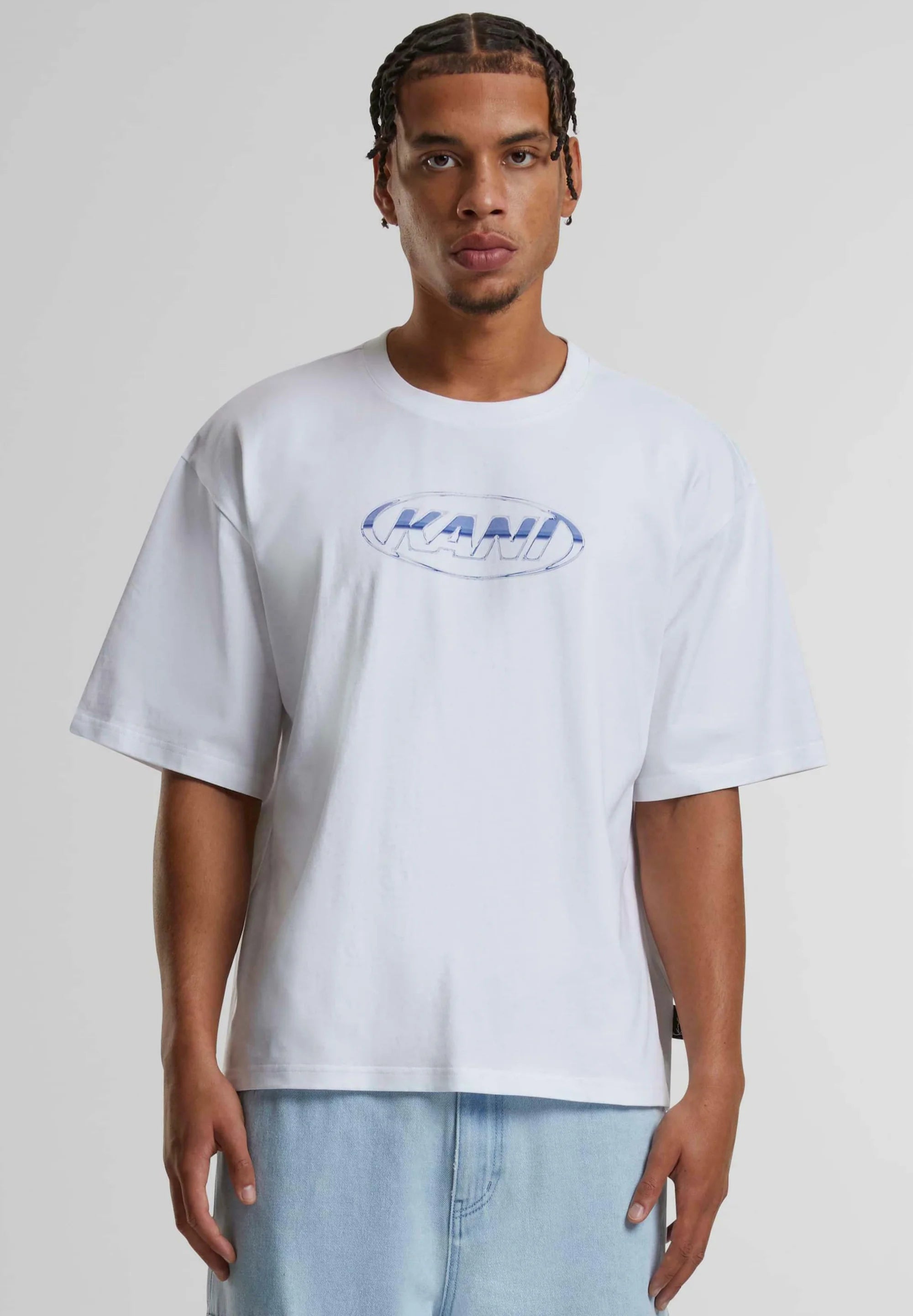 Woven Signature Chrome Logo Crop Tee White