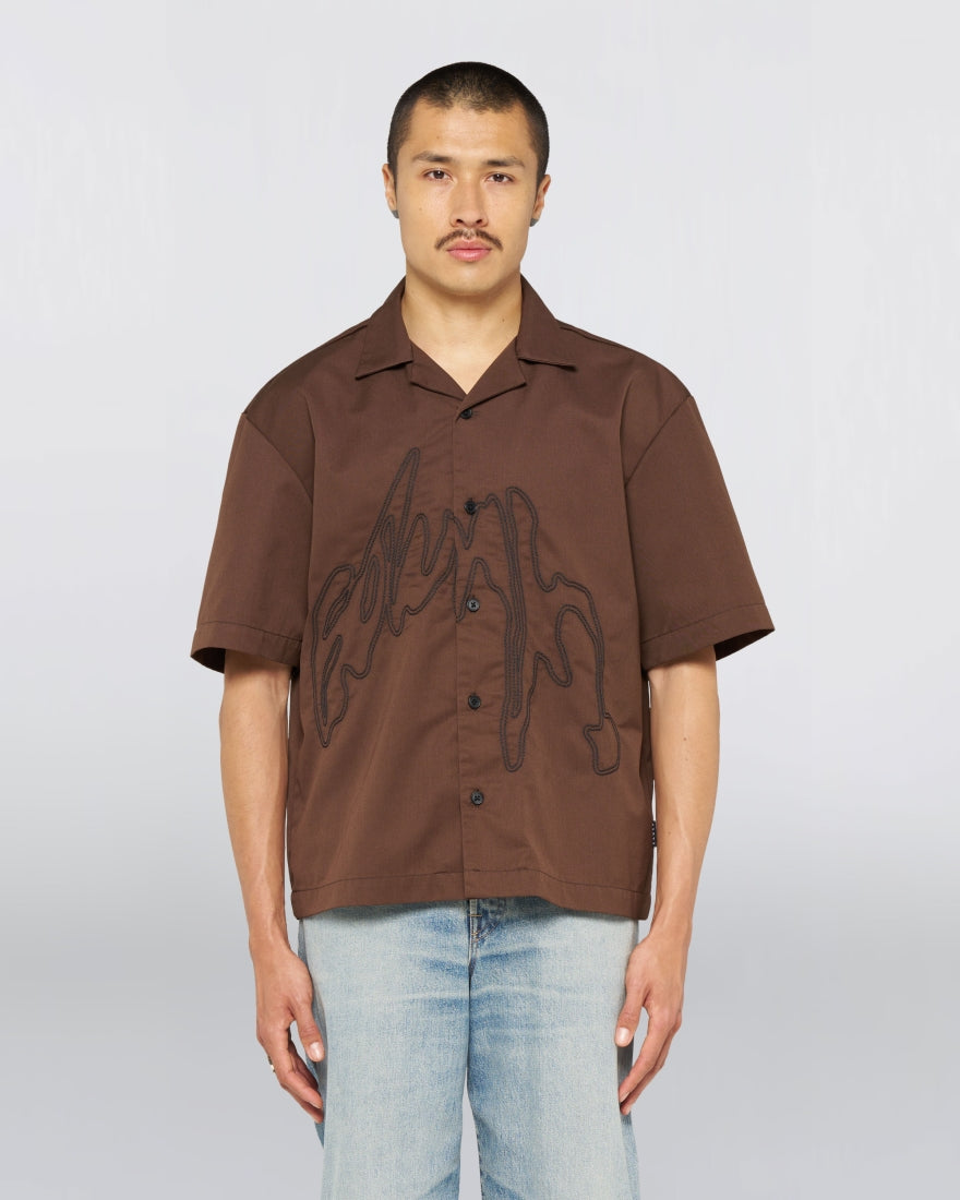 Shizuku Shirt Ss Coffee Bean Garment Washed