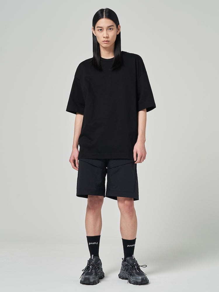 Semi Over Fit Graphic Embroidered T Shirts Black