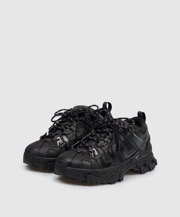 Synthetic Leather Trainer Shoes Black Jc61K1P015