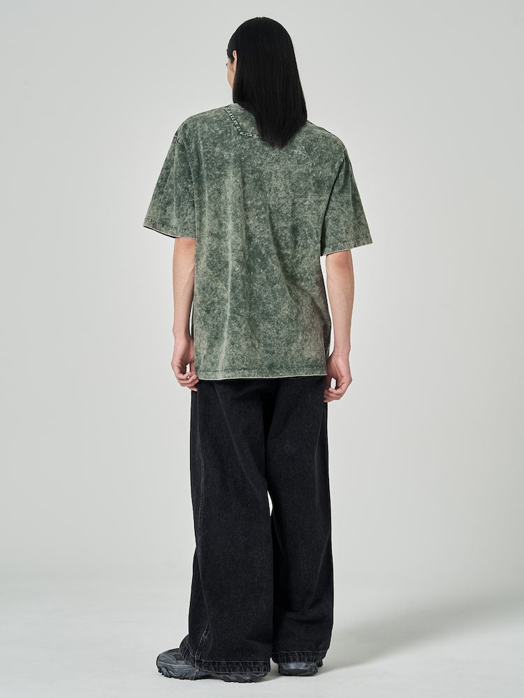 Loose Fit Garment Dyed Short Sleeve T Shirts Khaki