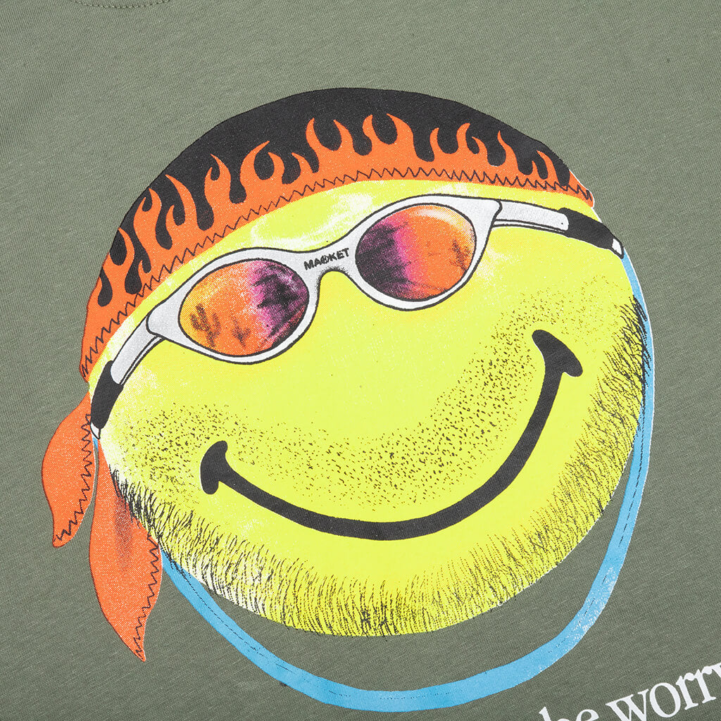 Smiley DonT Happy Be Worry Tee sage green