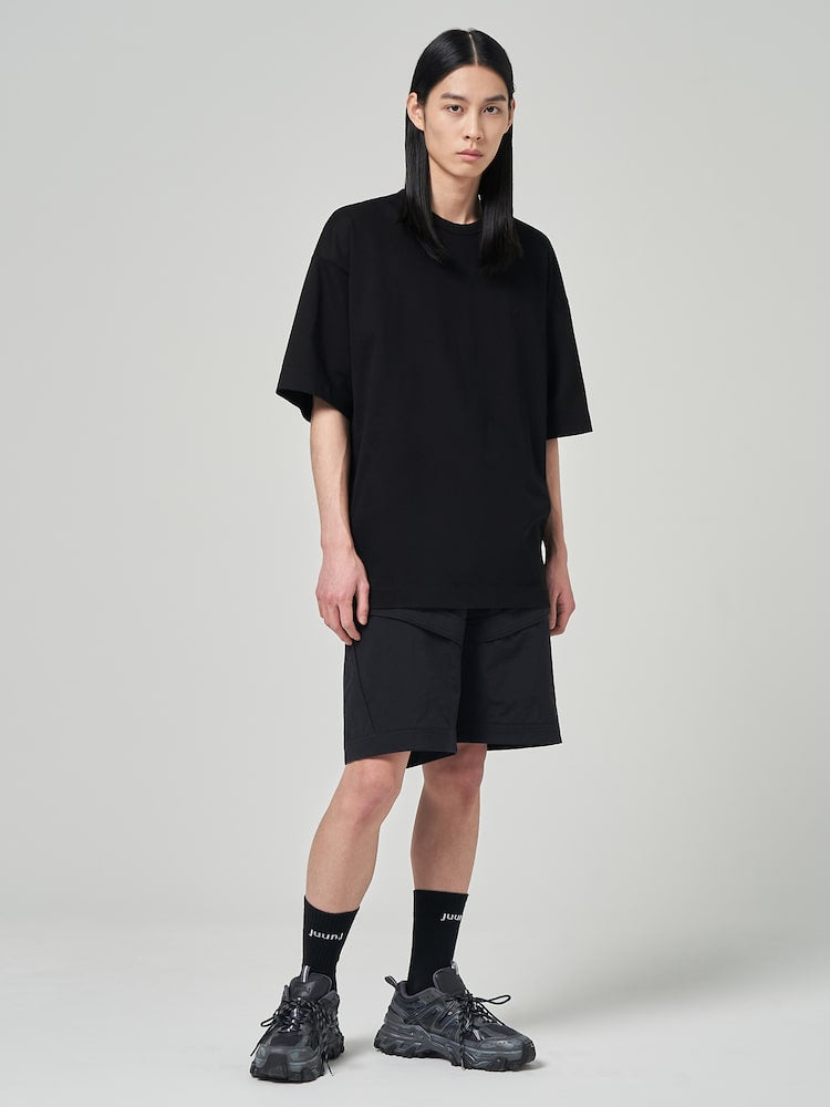 Semi Over Fit Graphic Embroidered T Shirts Black