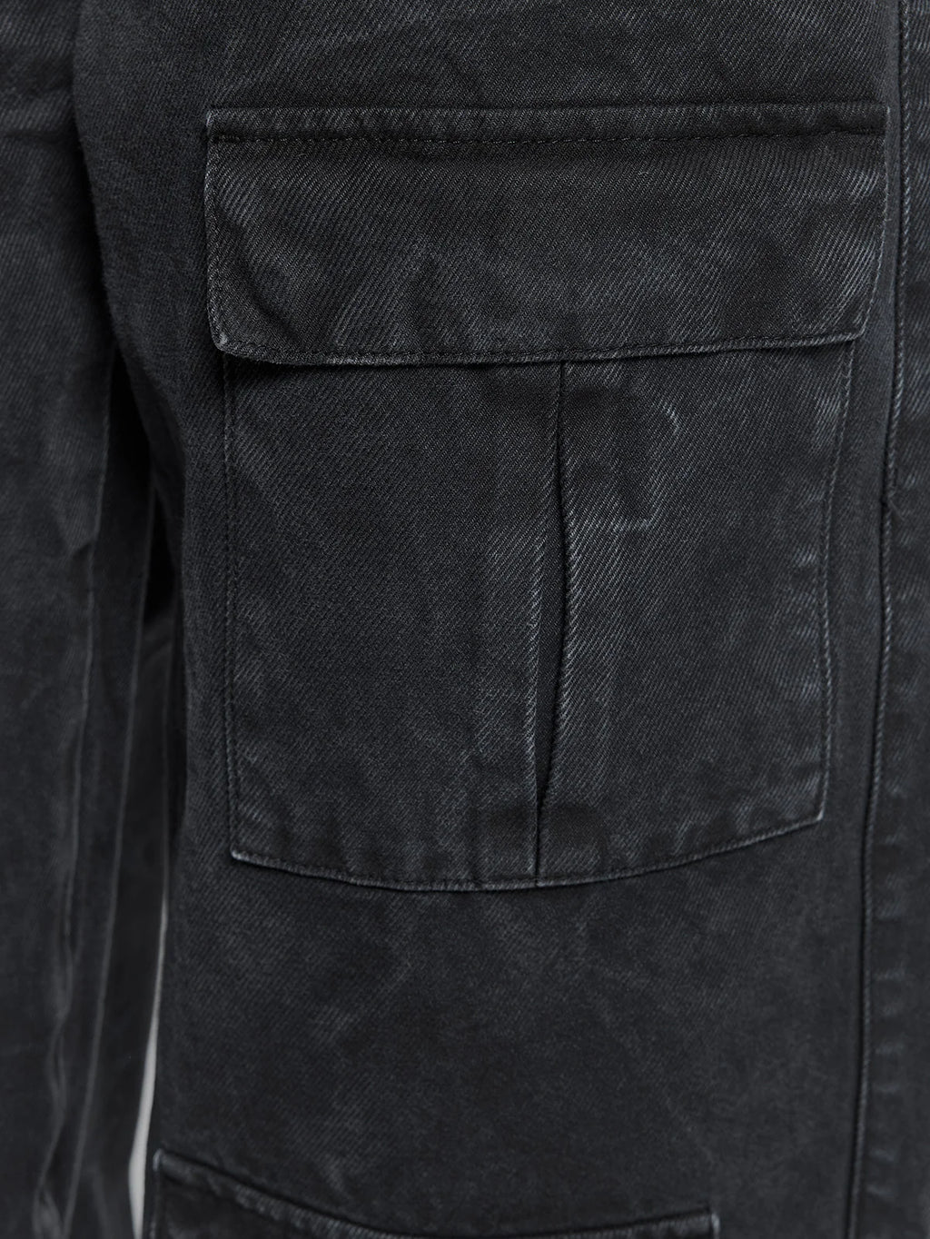 Wrinkled Canvas Cargo Pants Black
