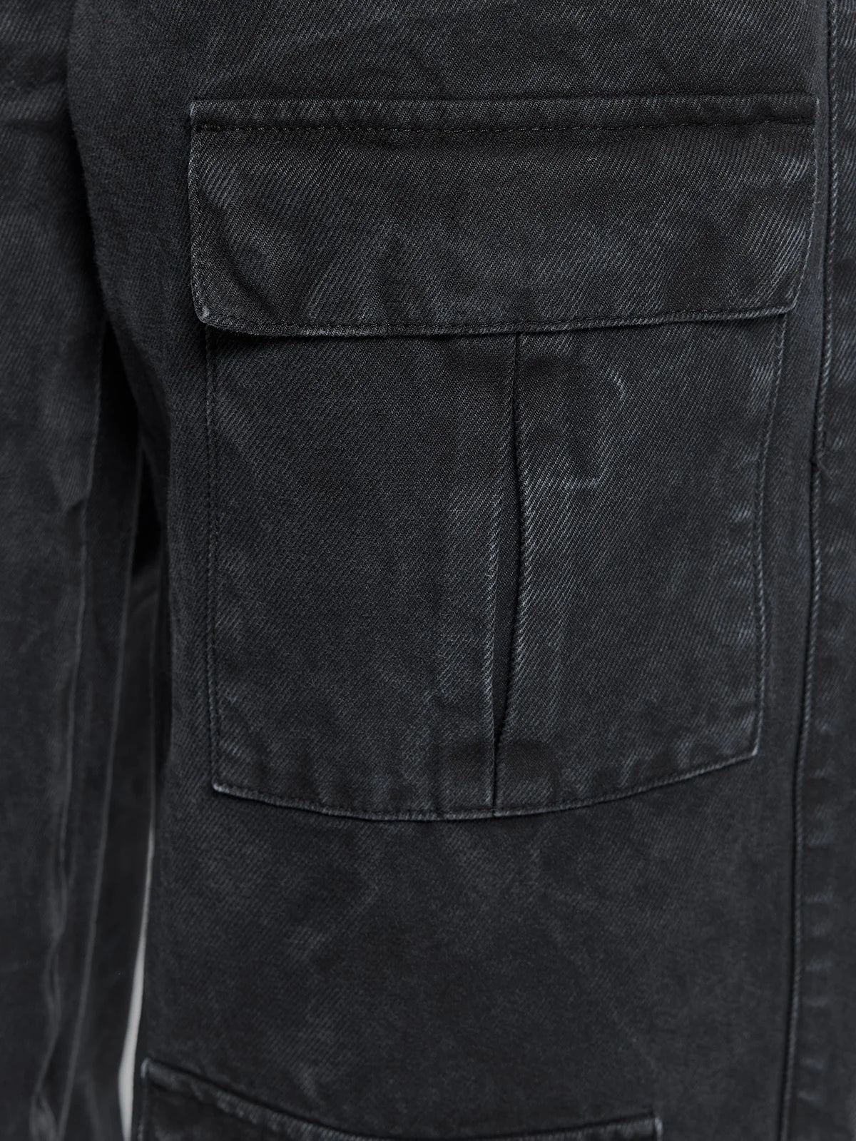 Wrinkled Canvas Cargo Pants Black