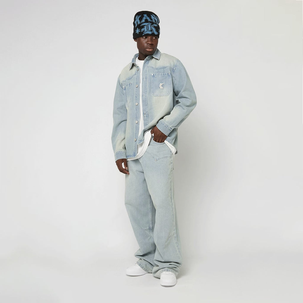 Og K Washed Western Relaxed Baggy Jeans blue