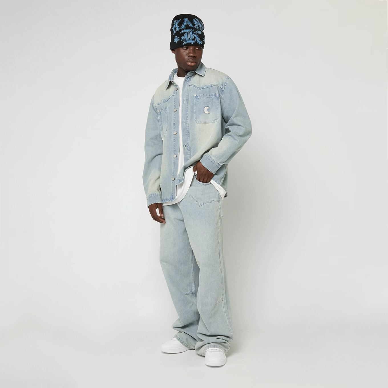 Og K Washed Western Relaxed Baggy Jeans blue