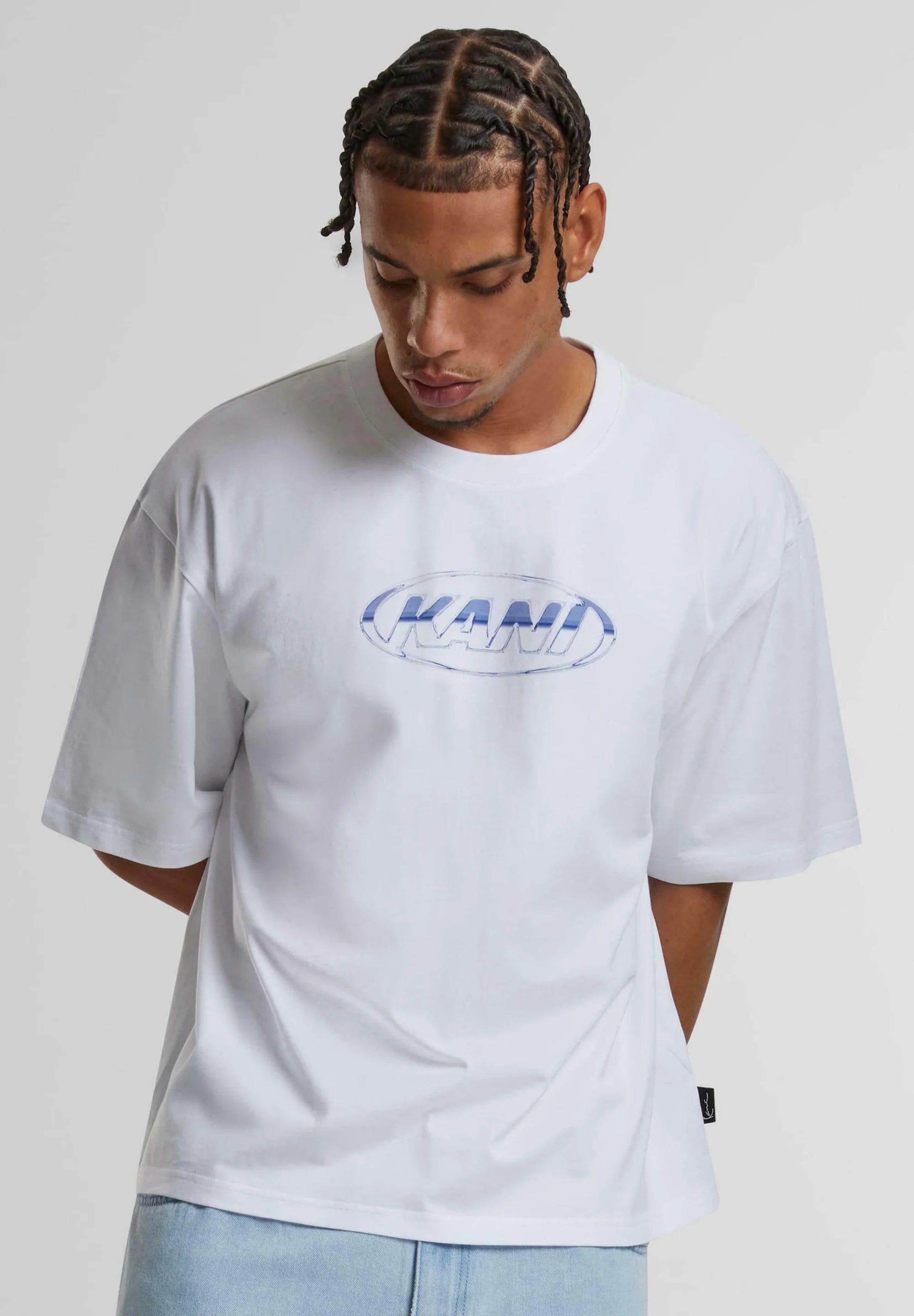 Woven Signature Chrome Logo Crop Tee White