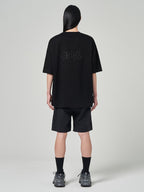 Semi Over Fit Graphic Embroidered T Shirts Black