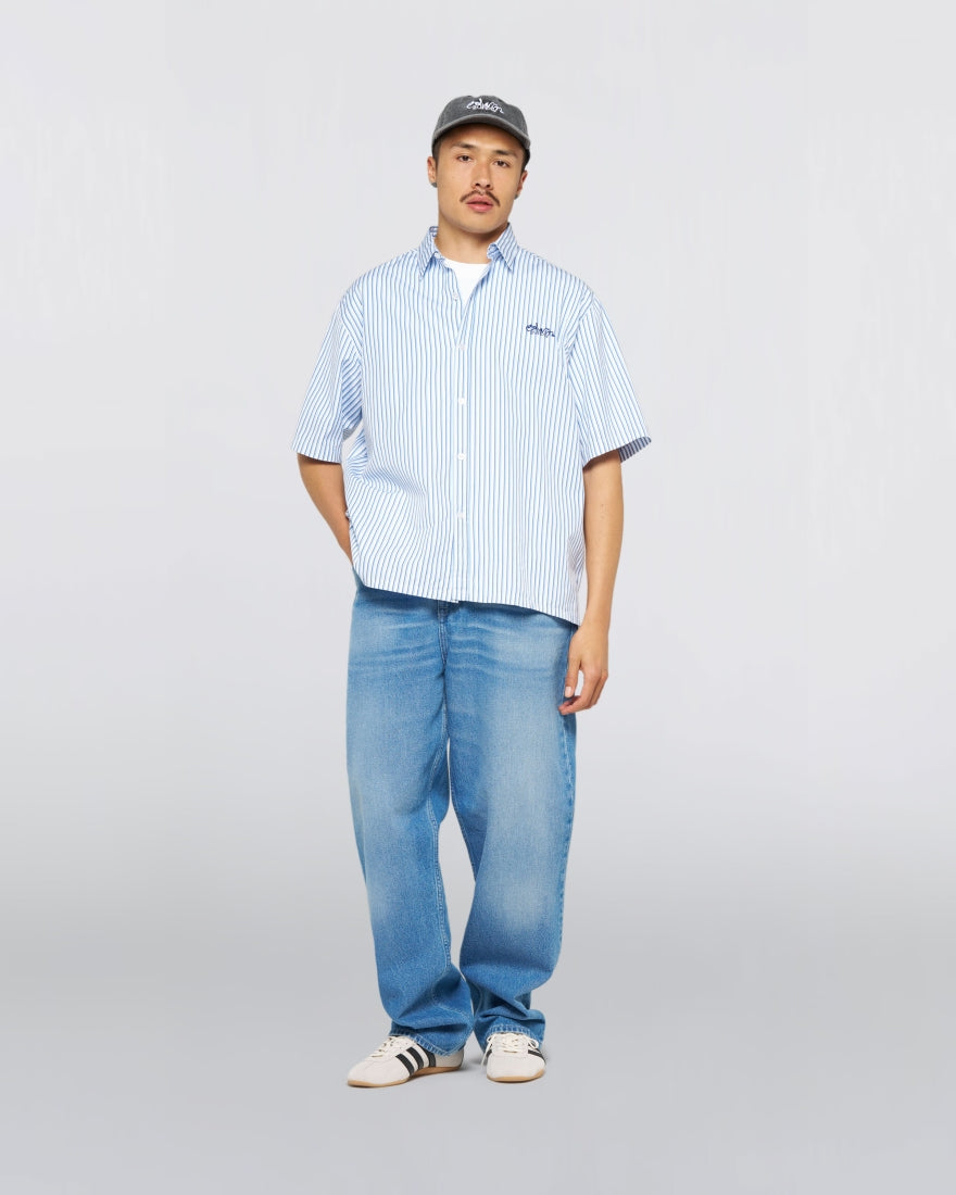 Toledo Shirt Ss Whiteblue Garment Washed