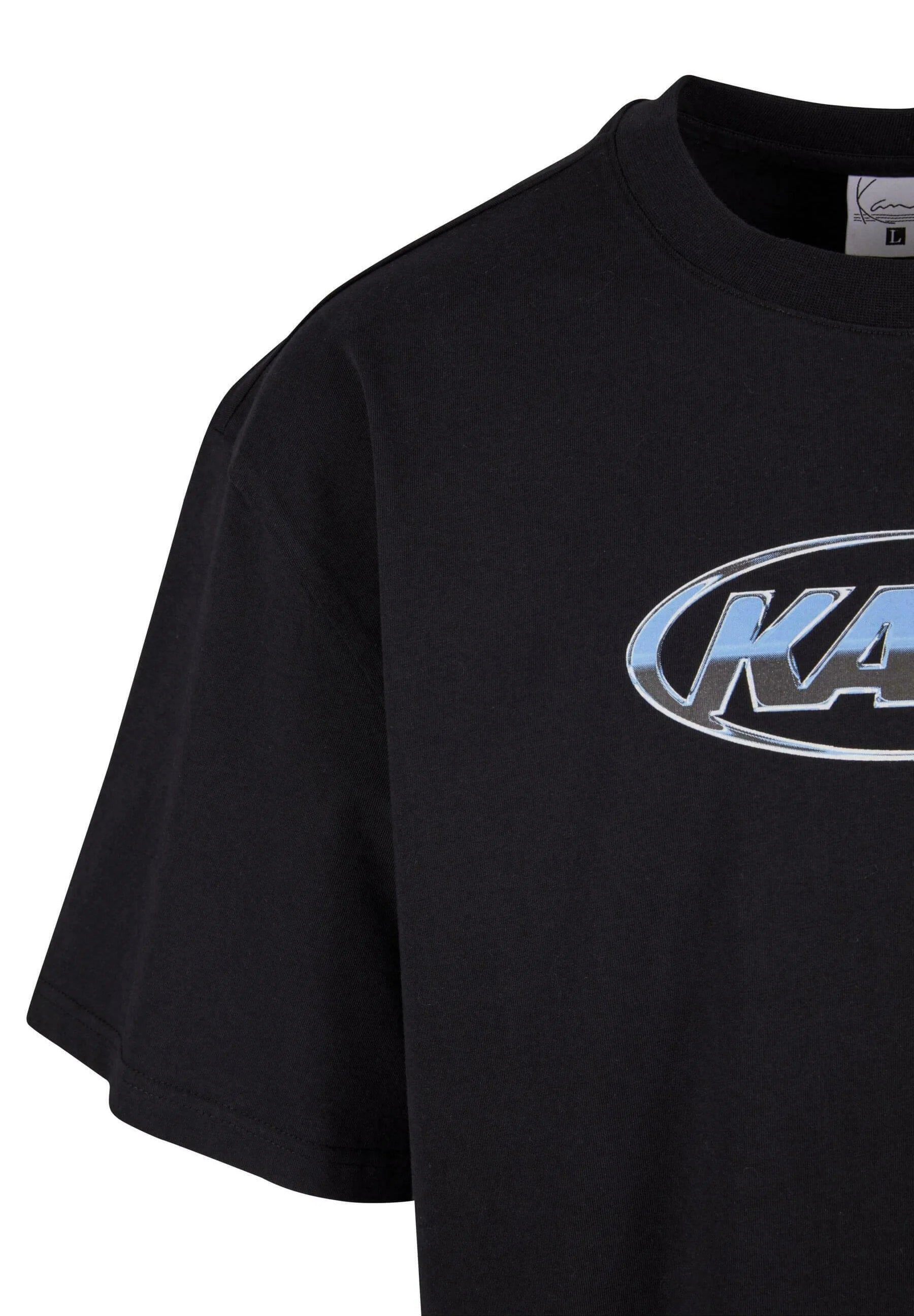 Woven Signature Chrome Logo Crop Tee Black