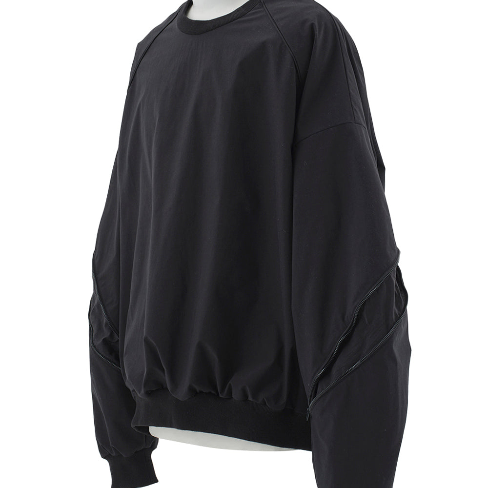 Oblique Zipper Polyester Sweatshirts Black