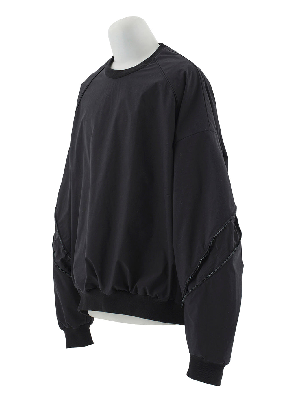 Oblique Zipper Polyester Sweatshirts Black