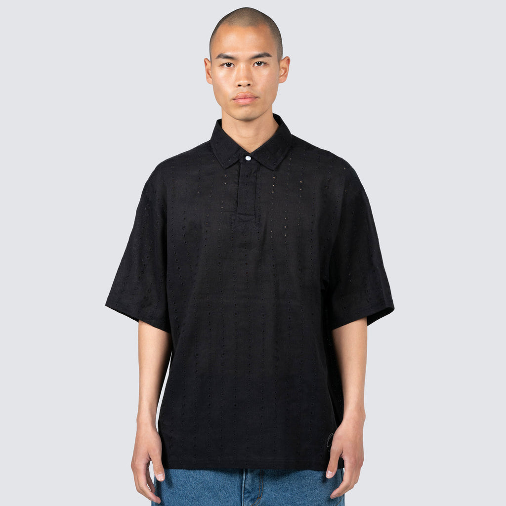 Clarity Woven Polo Black