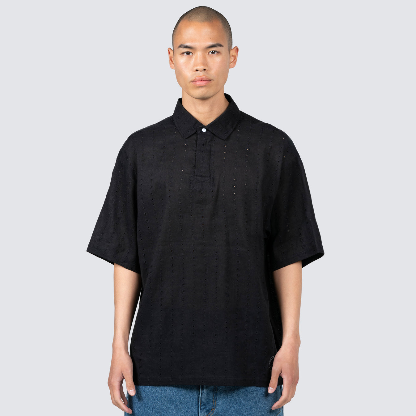 Clarity Woven Polo Black