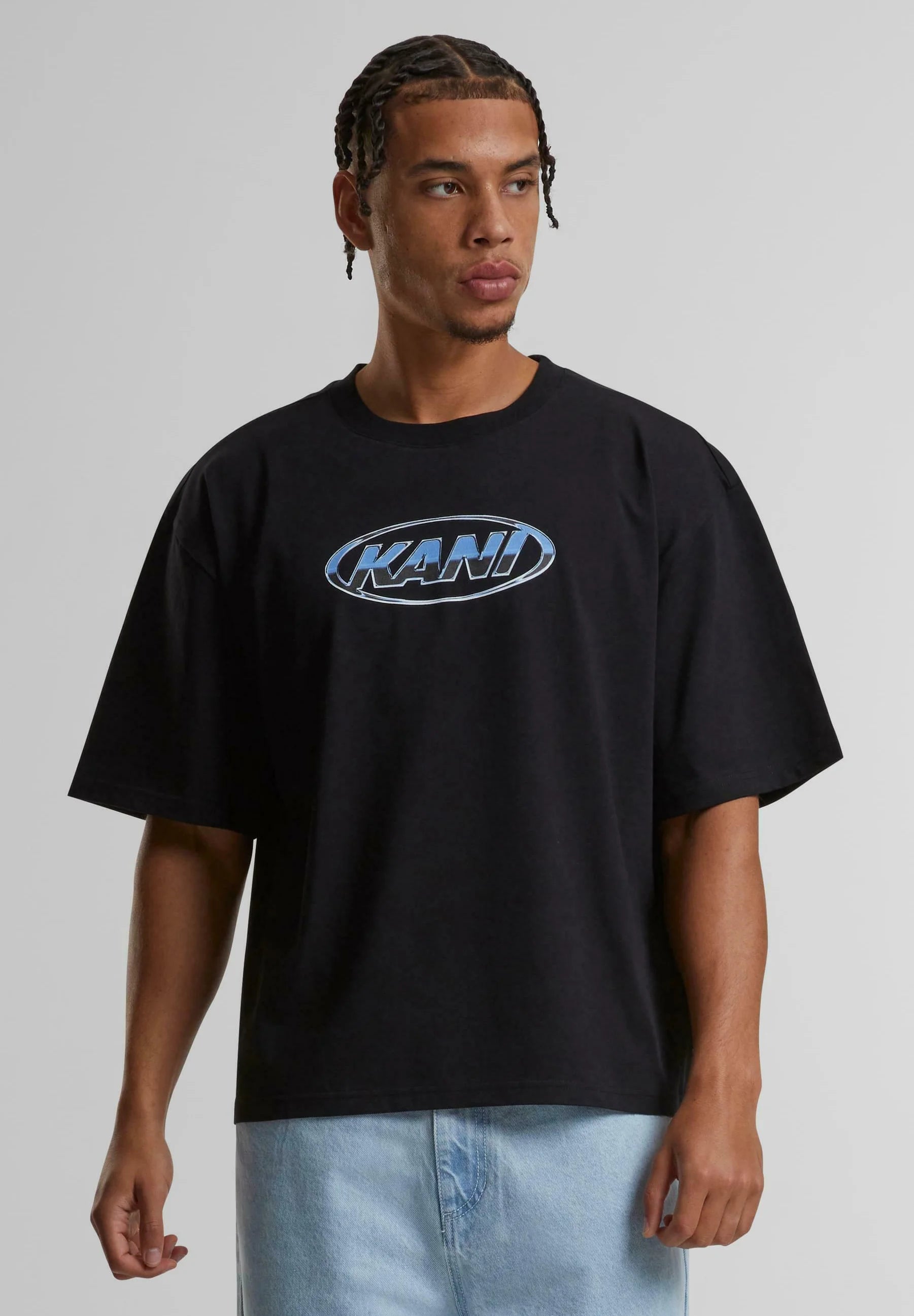 Woven Signature Chrome Logo Crop Tee Black