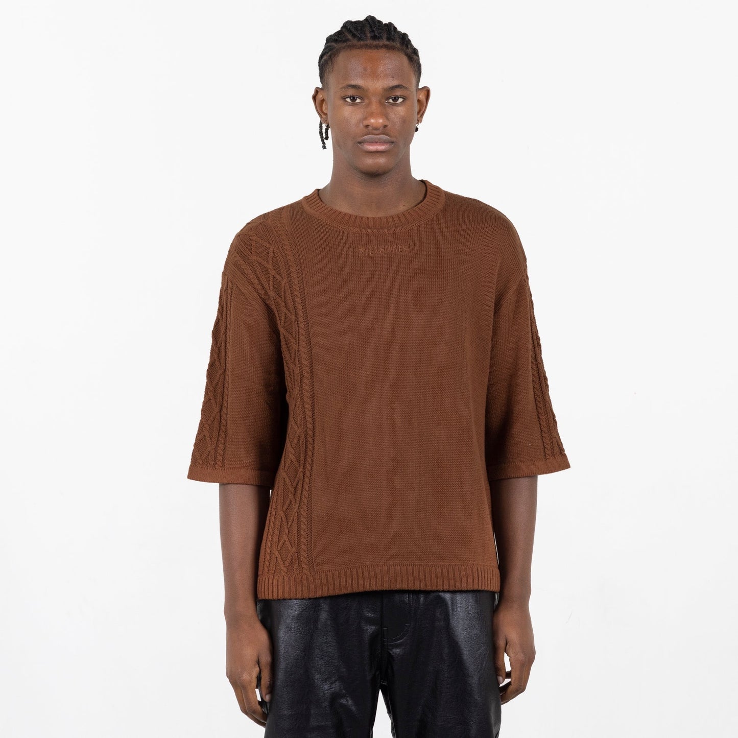 CHARLIE MOCK NECK KNIT SHIRT BROWN