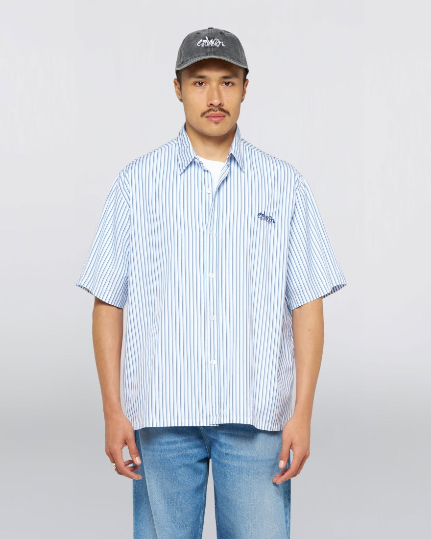 Toledo Shirt Ss Whiteblue Garment Washed