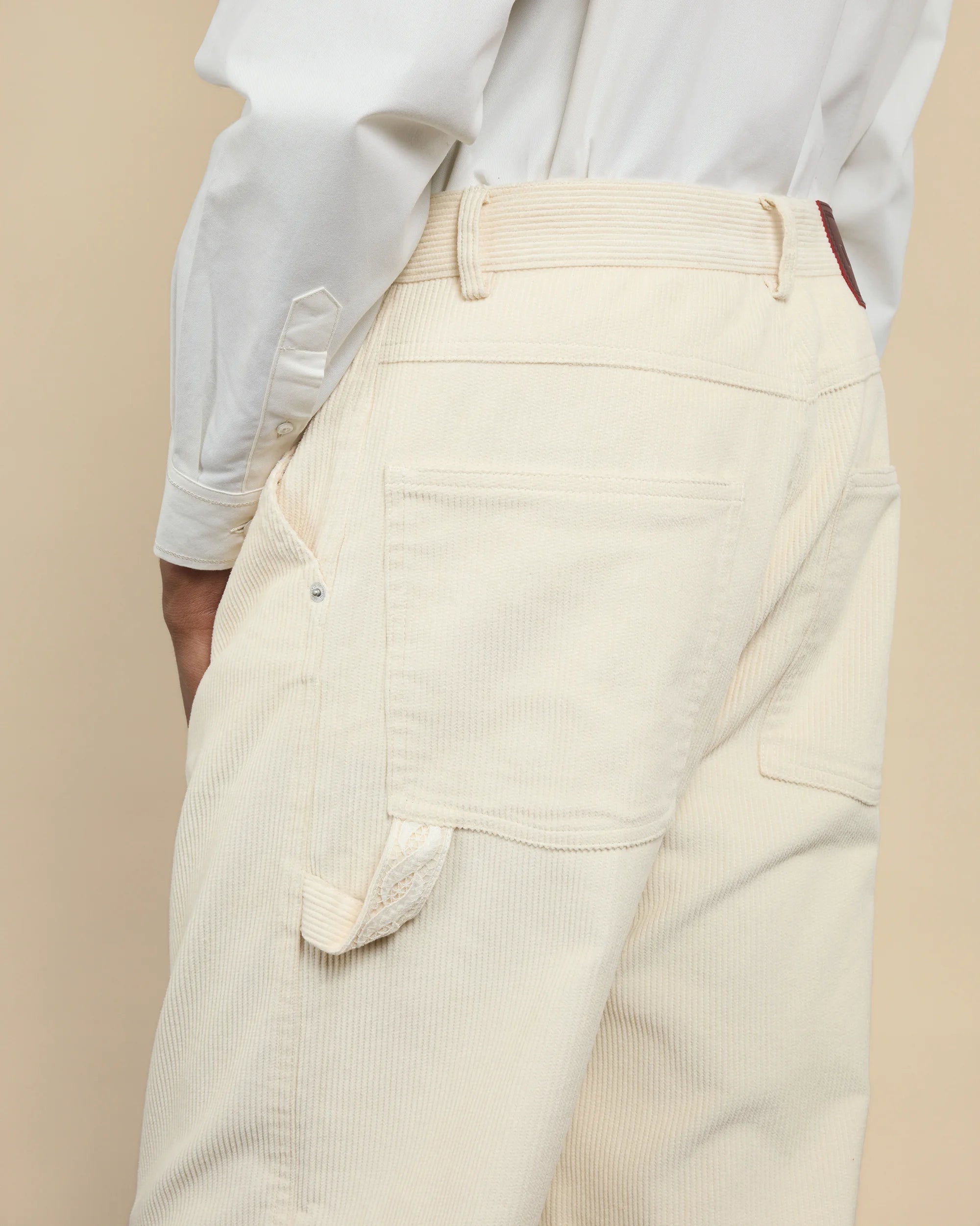 Le Pantalon Baggy Velours Ecru