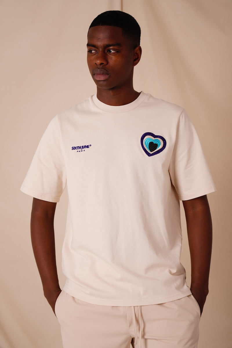 T Shirt Heart Patch 25483 Beig