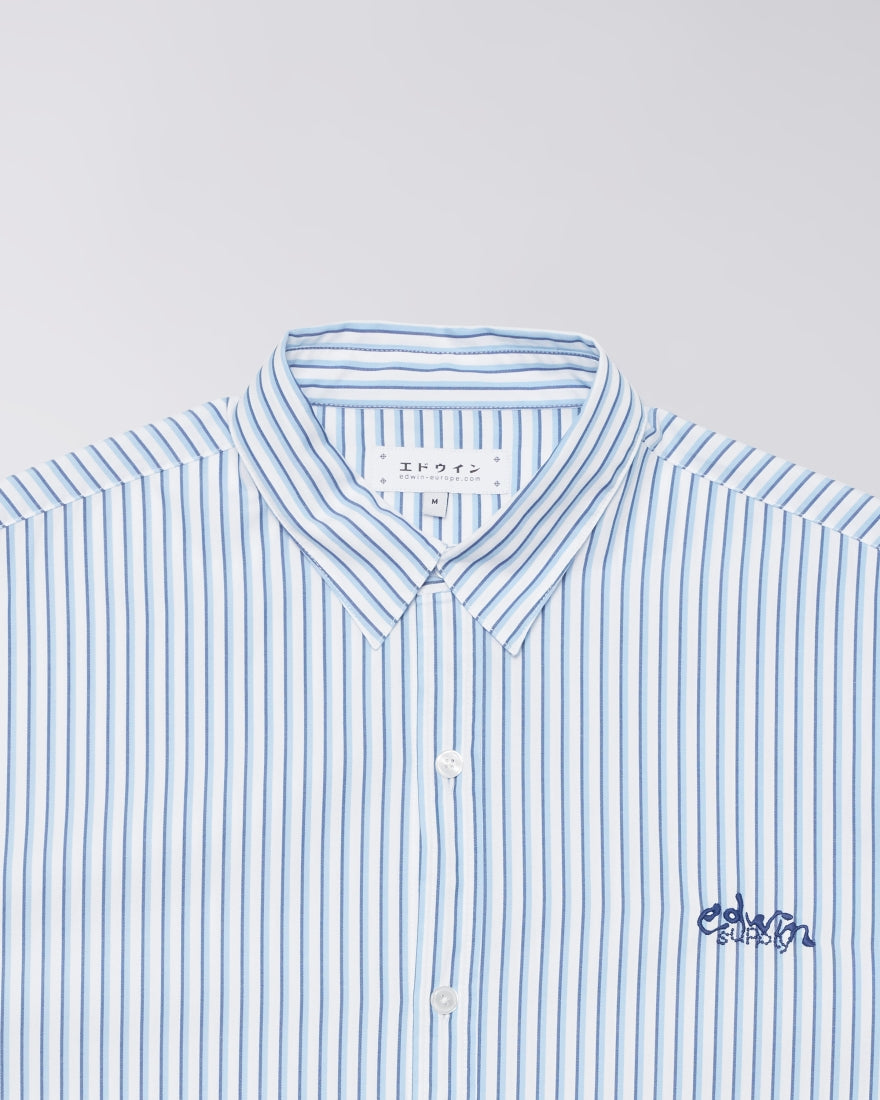 Toledo Shirt Ss Whiteblue Garment Washed