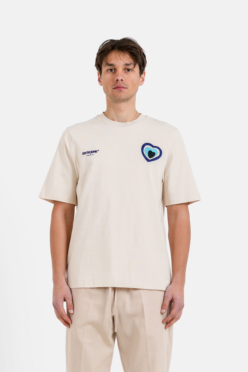 T Shirt Heart Patch 25483 Beig