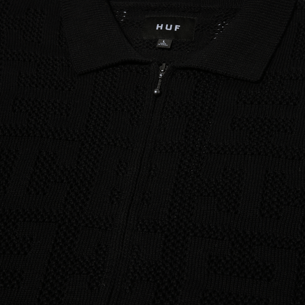 Monogram Jacquard Zip Sweater Black