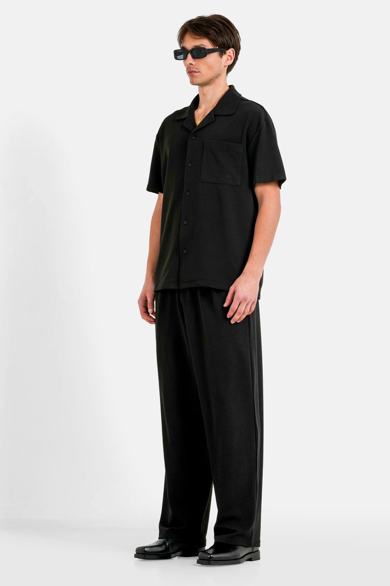 Crepe Fabric Ss Shirt 25200 Blac