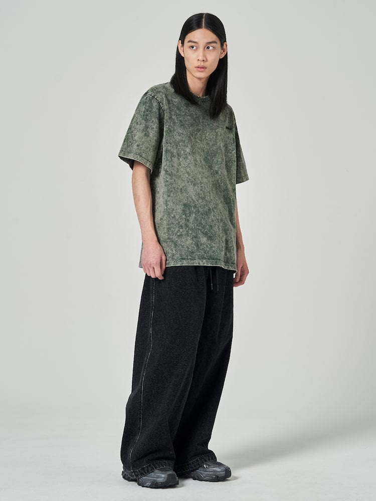 Loose Fit Garment Dyed Short Sleeve T Shirts Khaki
