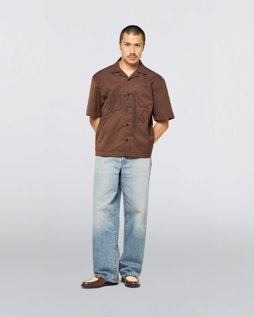 Shizuku Shirt Ss Coffee Bean Garment Washed