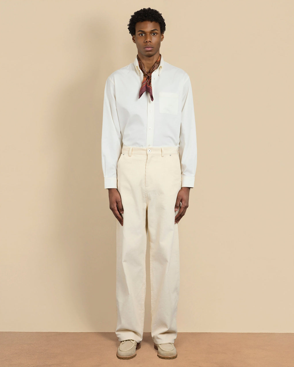 Le Pantalon Baggy Velours Ecru
