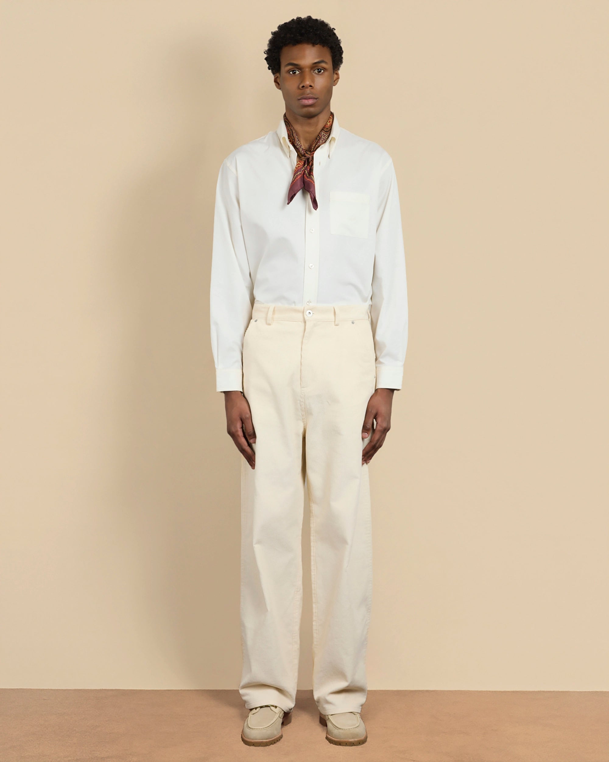 Le Pantalon Baggy Velours Ecru