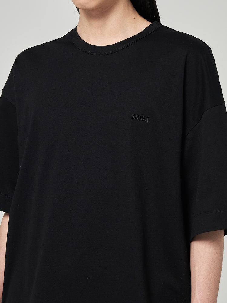 Semi Over Fit Graphic Embroidered T Shirts Black