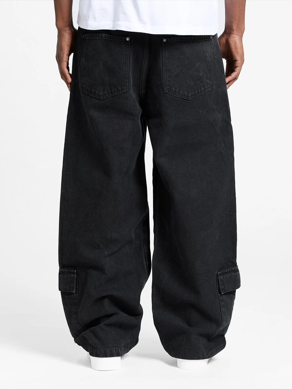 Wrinkled Canvas Cargo Pants Black