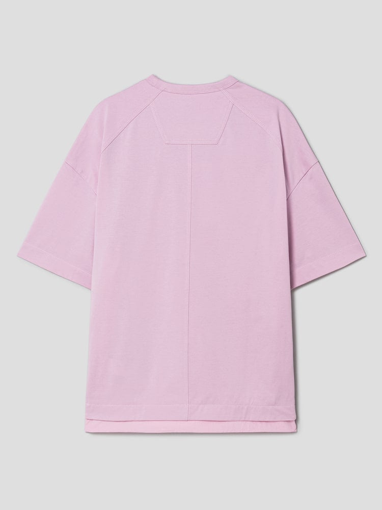 Layered Side Zip Short Sleeve T Shirts Light Pink