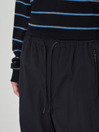 Nylon Side Zipper Pants Black