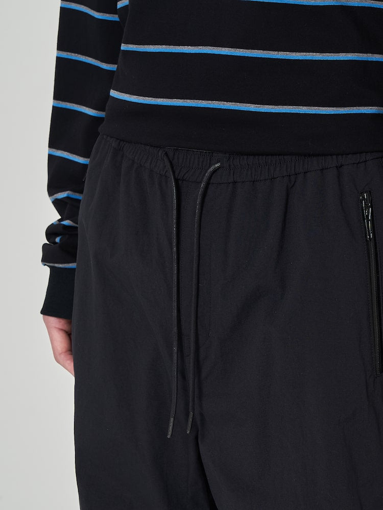 Nylon Side Zipper Pants Black