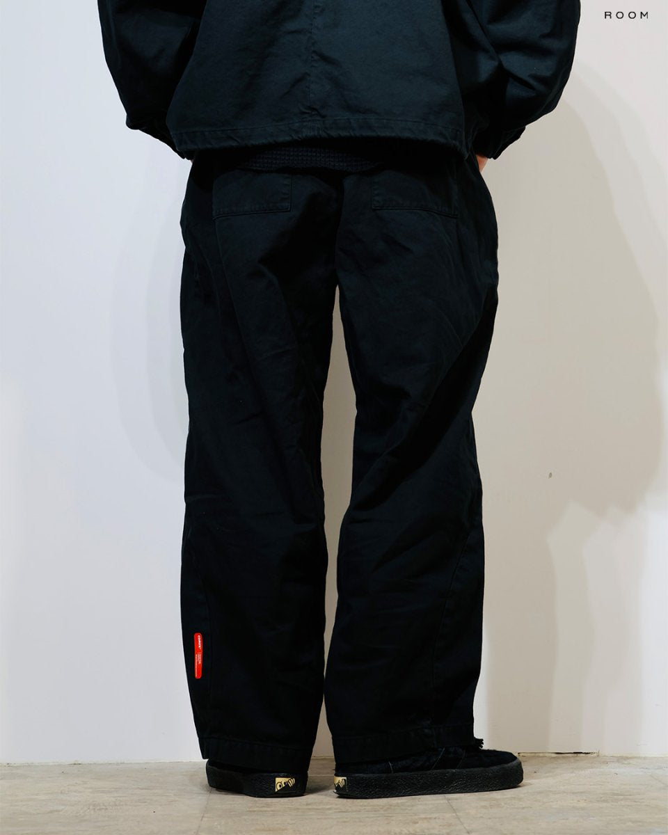 Barrel Leg Trousers Solid Black
