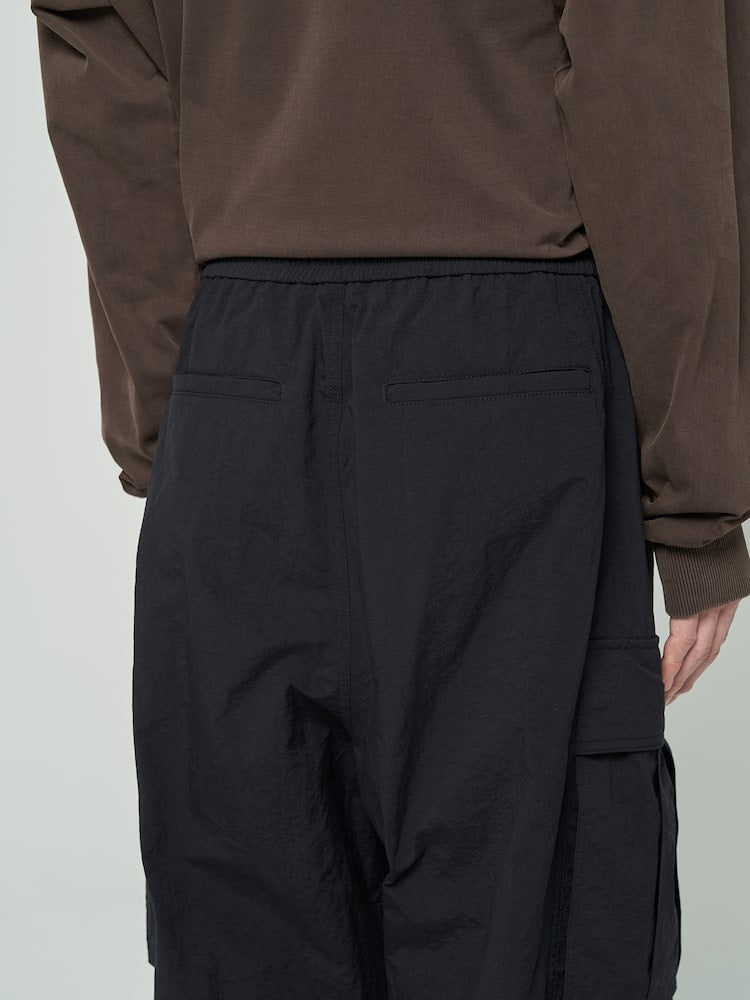 Nylon Puckering Pants Black