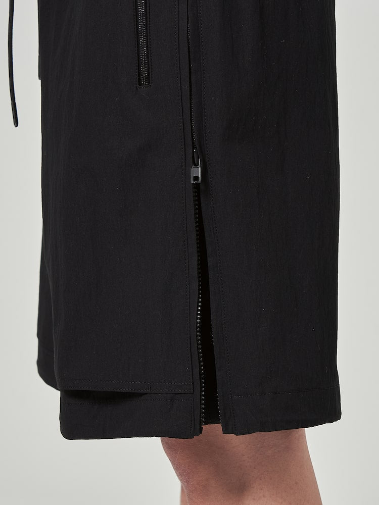 Cotton Side Zipper Shorts Black