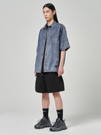 Nylon Puckering Shorts Black