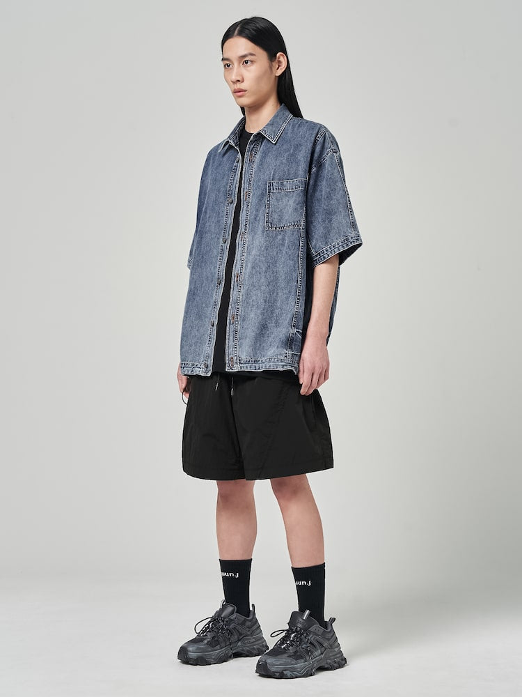 Nylon Puckering Shorts Black