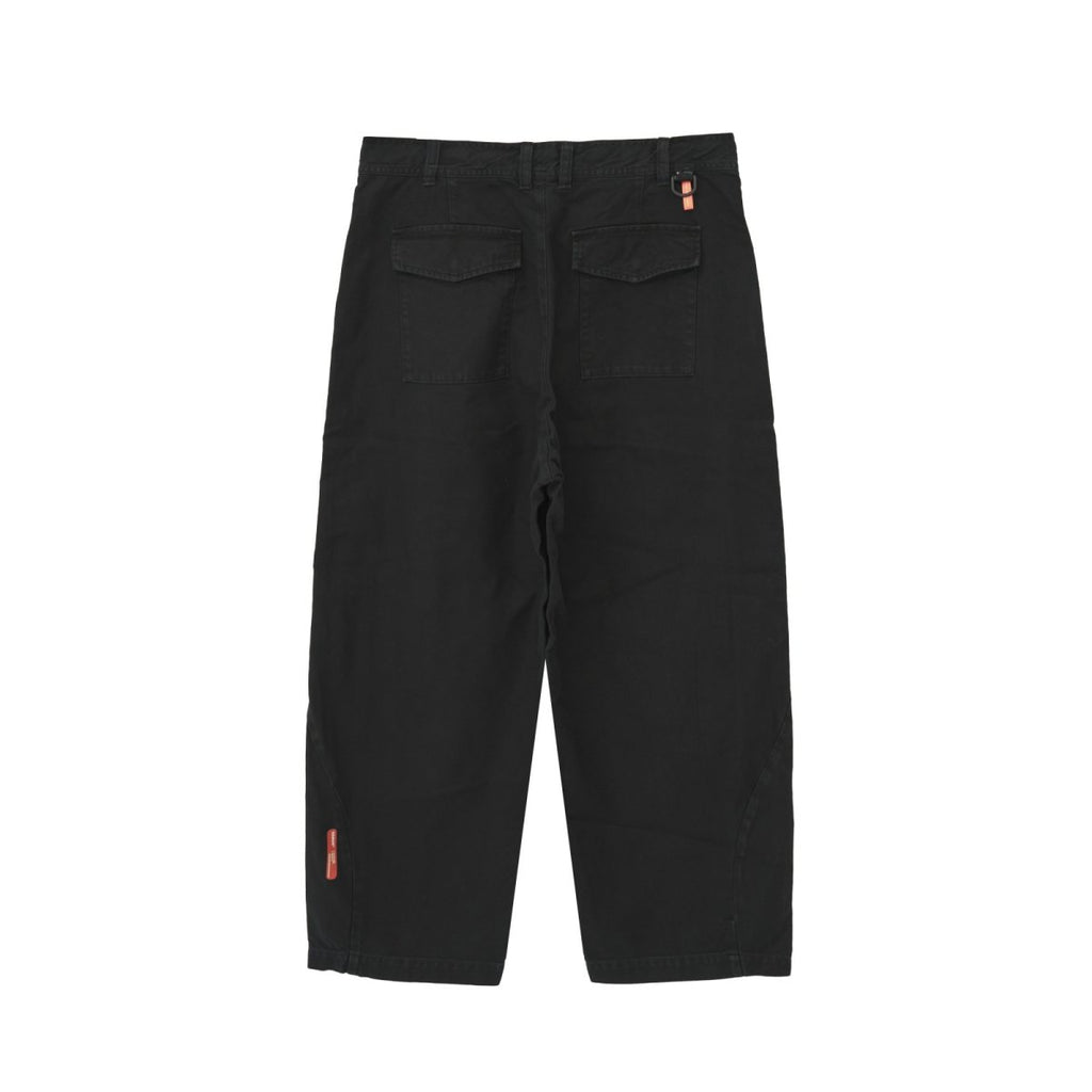 Barrel Leg Trousers Solid Black
