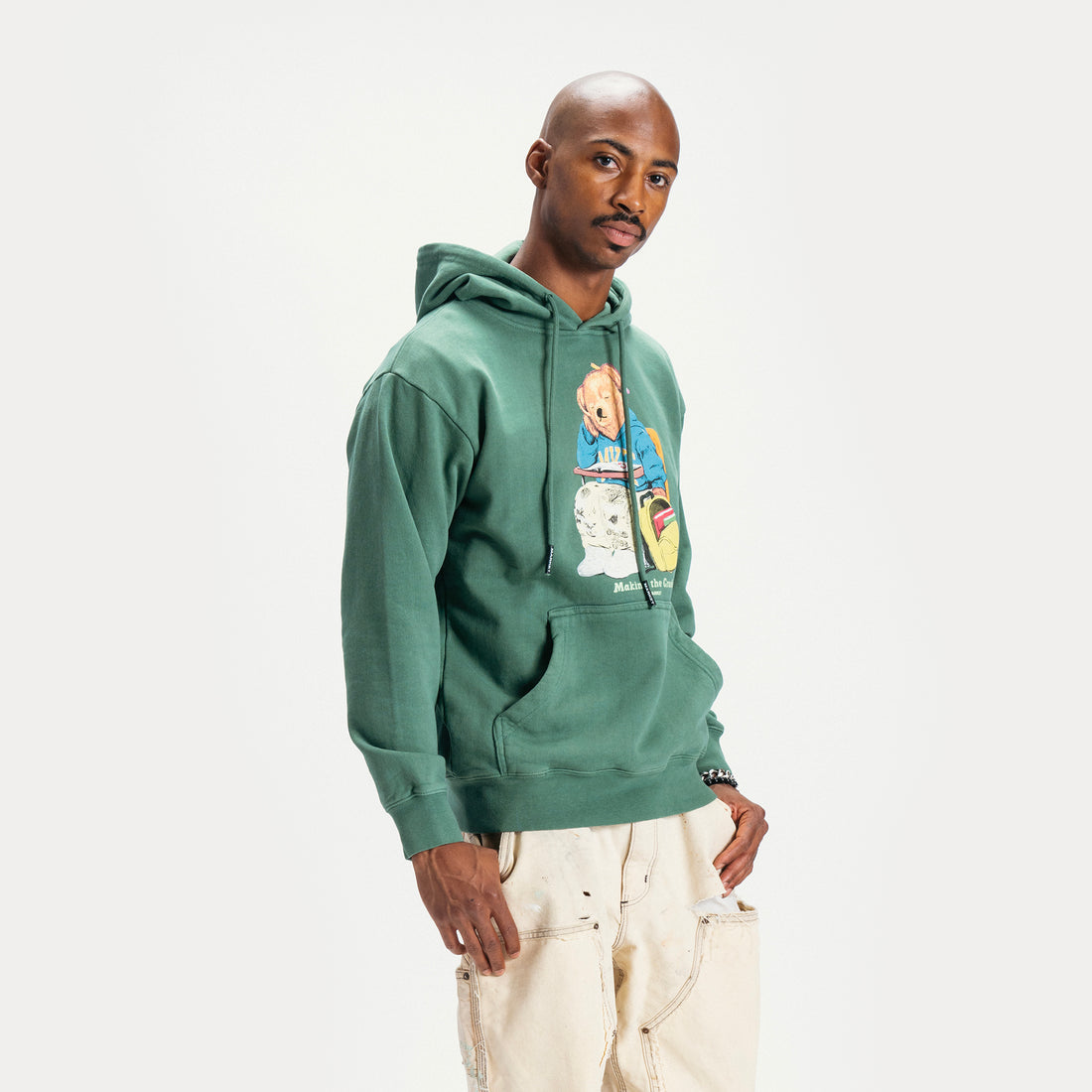 Making The Grade Bear Pullover Hoodie Fern