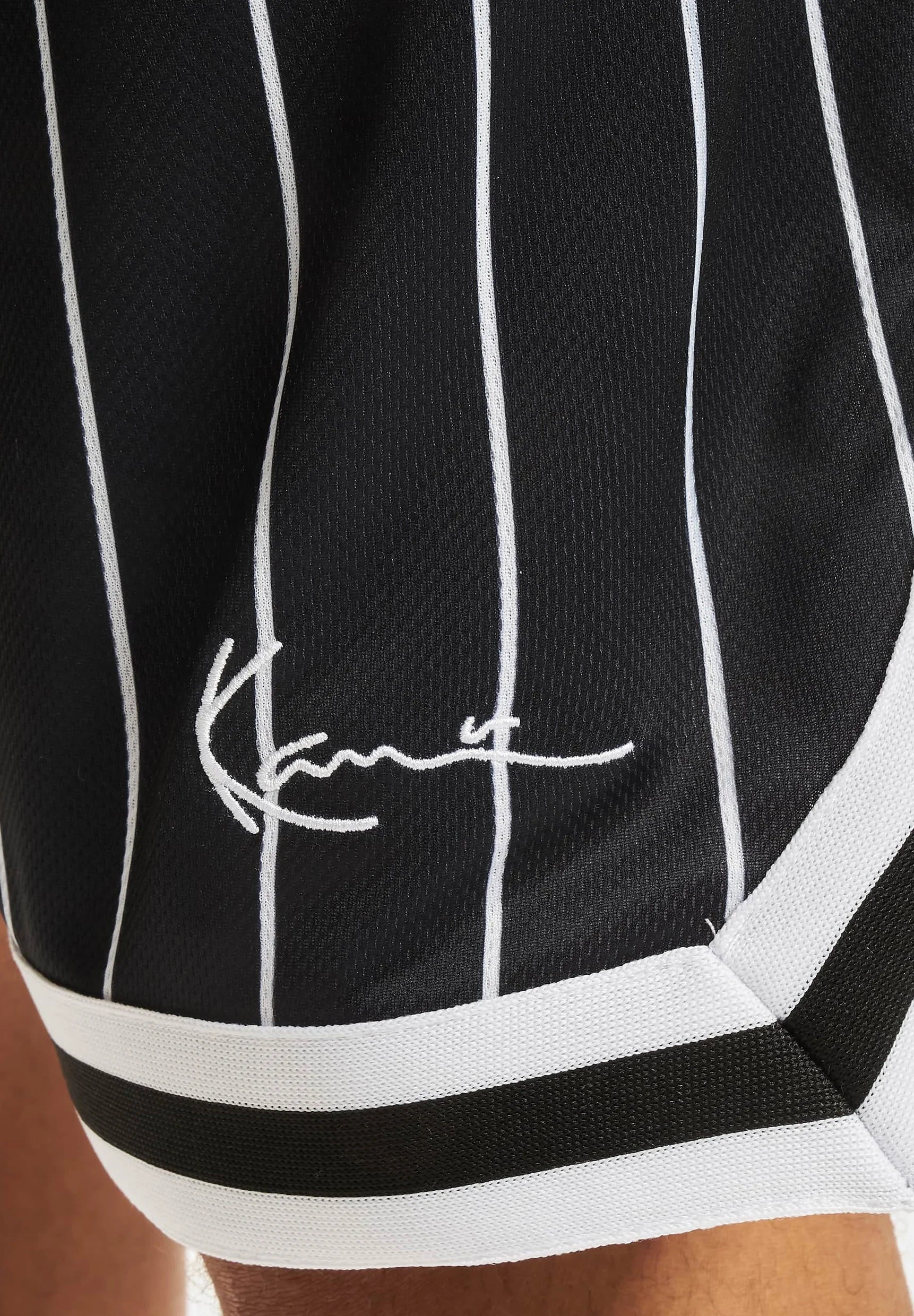 Small Sign  Pinstripe Mesh Shorts Black