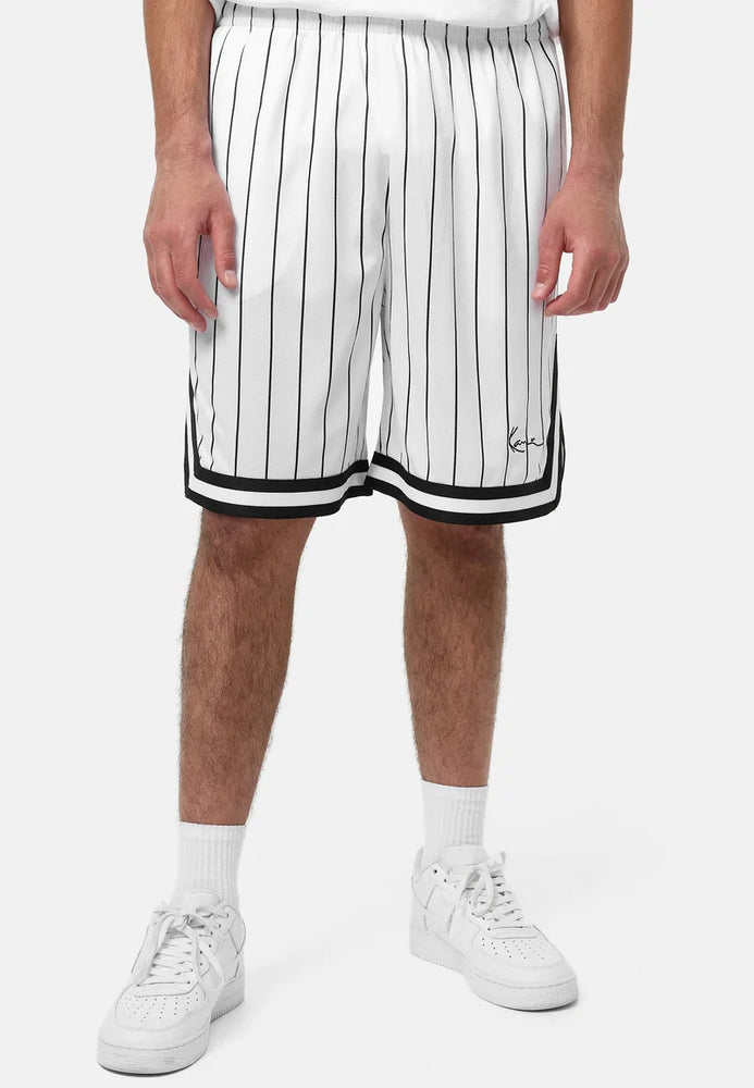 
                      
                        Small Sign Pinstripe Mesh Shorts White
                      
                    