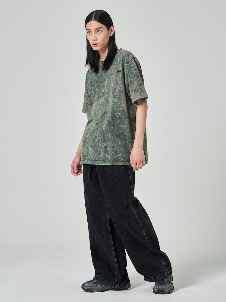 Loose Fit Garment Dyed Short Sleeve T Shirts Khaki