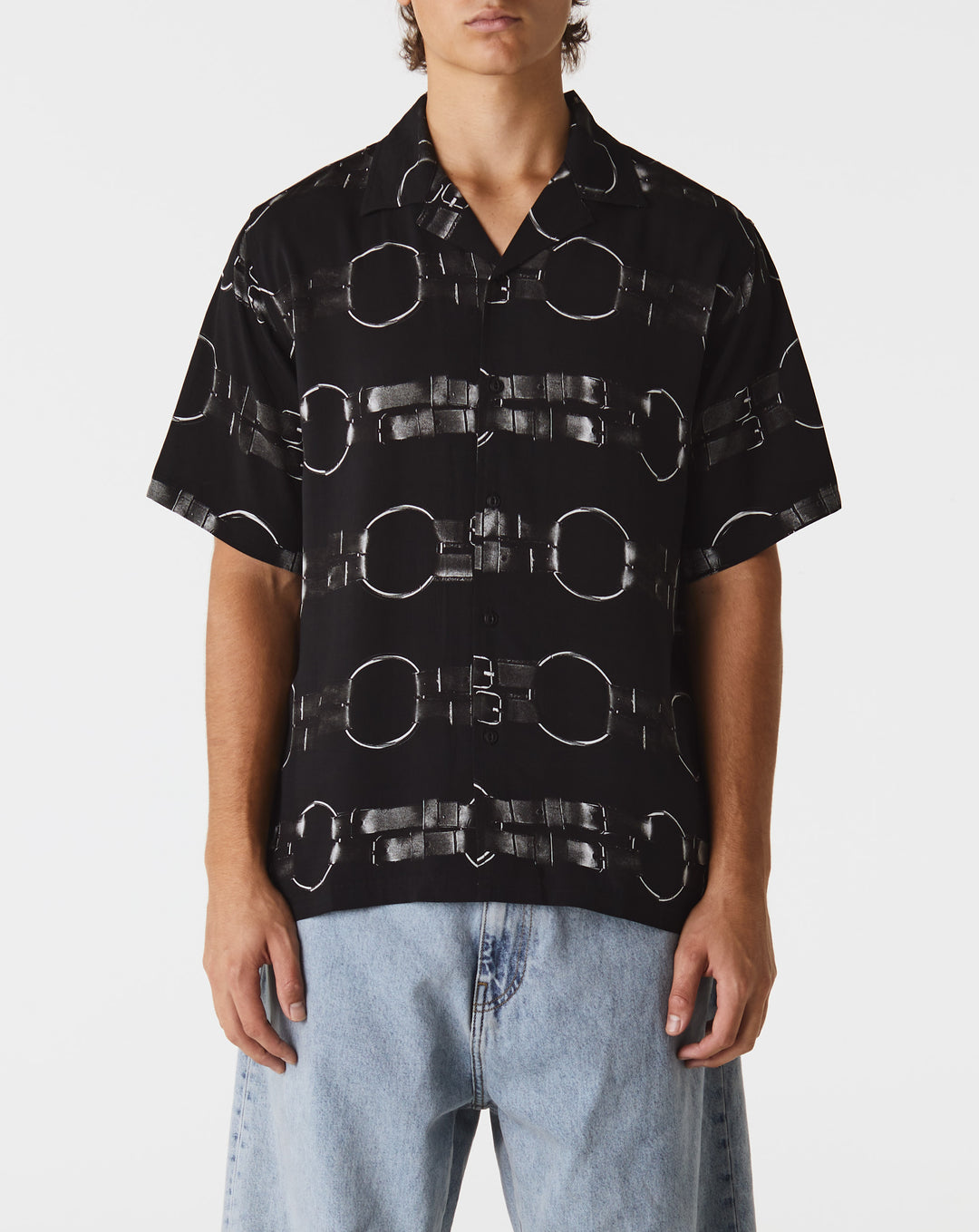 Straps Button Down Black
